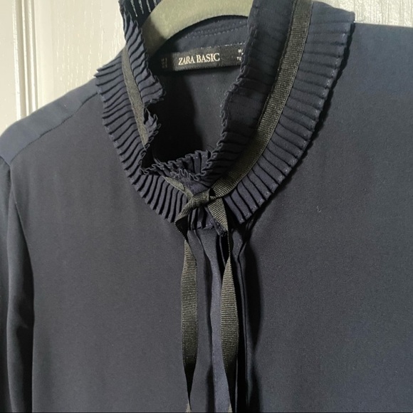 Blue & Black Ruffled Blouse - Picture 3 of 4